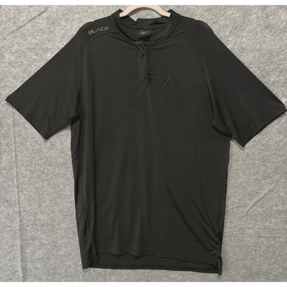 Actively Black Henley Shirt Mens Sz 2X Black Greatness in DNA Embroidered‎ Logo - Picture 1 of 10